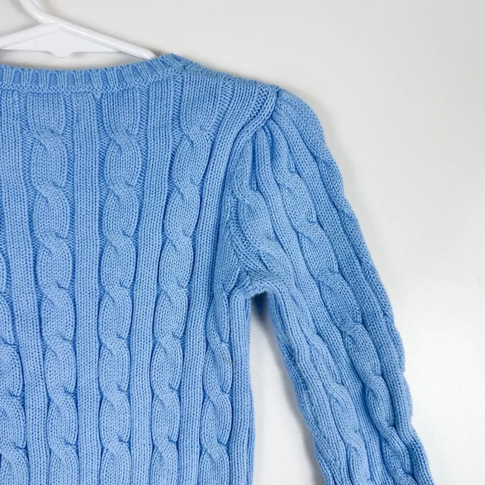 Ralph Lauren Girls Cable Knit Sweater Blue - 12-18 18 Months